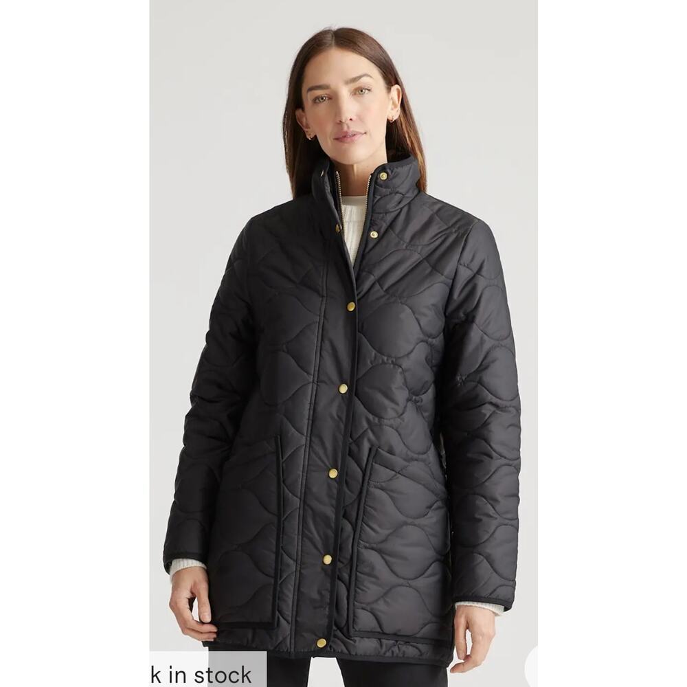 New! Quince Wm's Featherless Quilted Long Puffer Jacket Black Sz XS #116